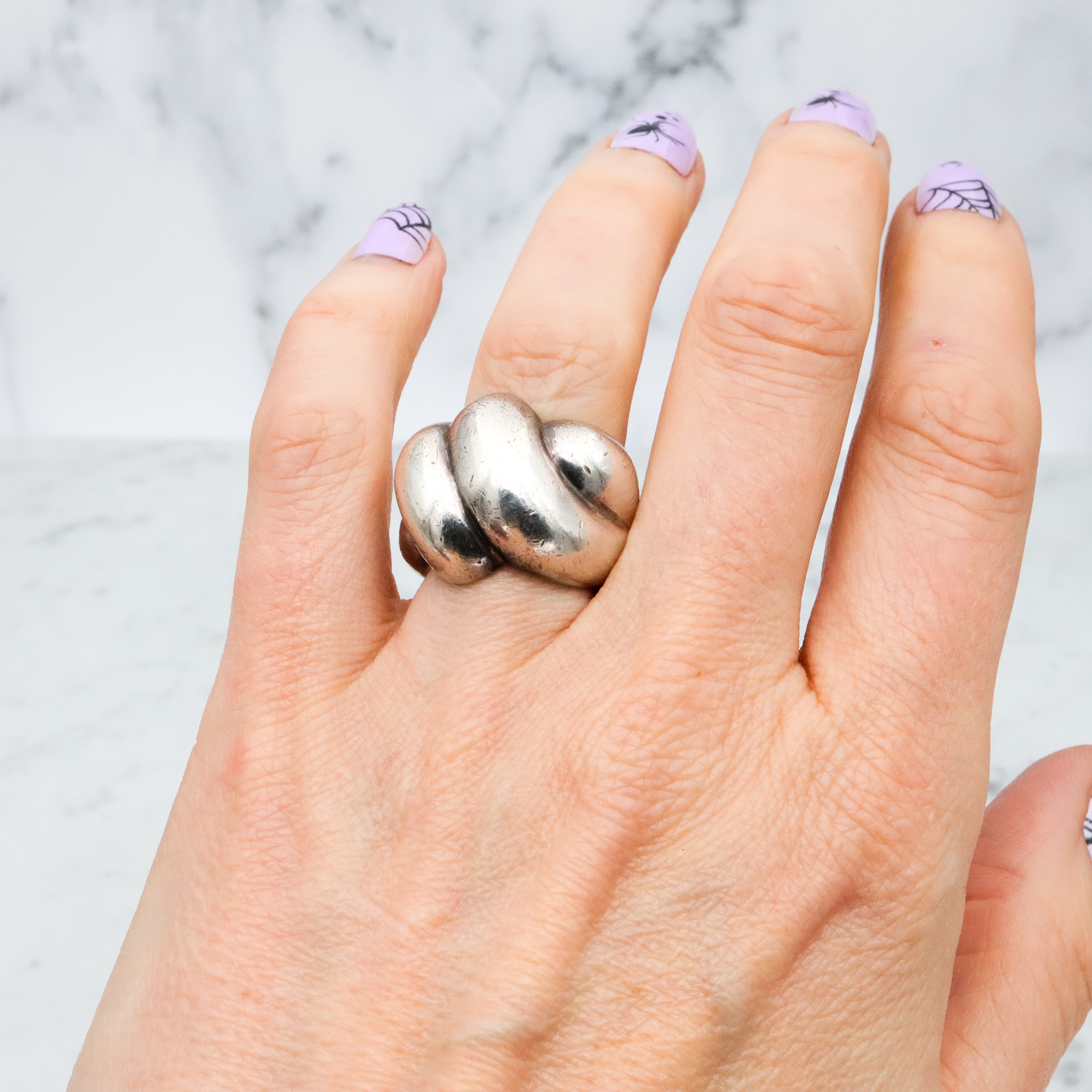 Vintage Mid Century chunky sterling knot ring, size 6.5